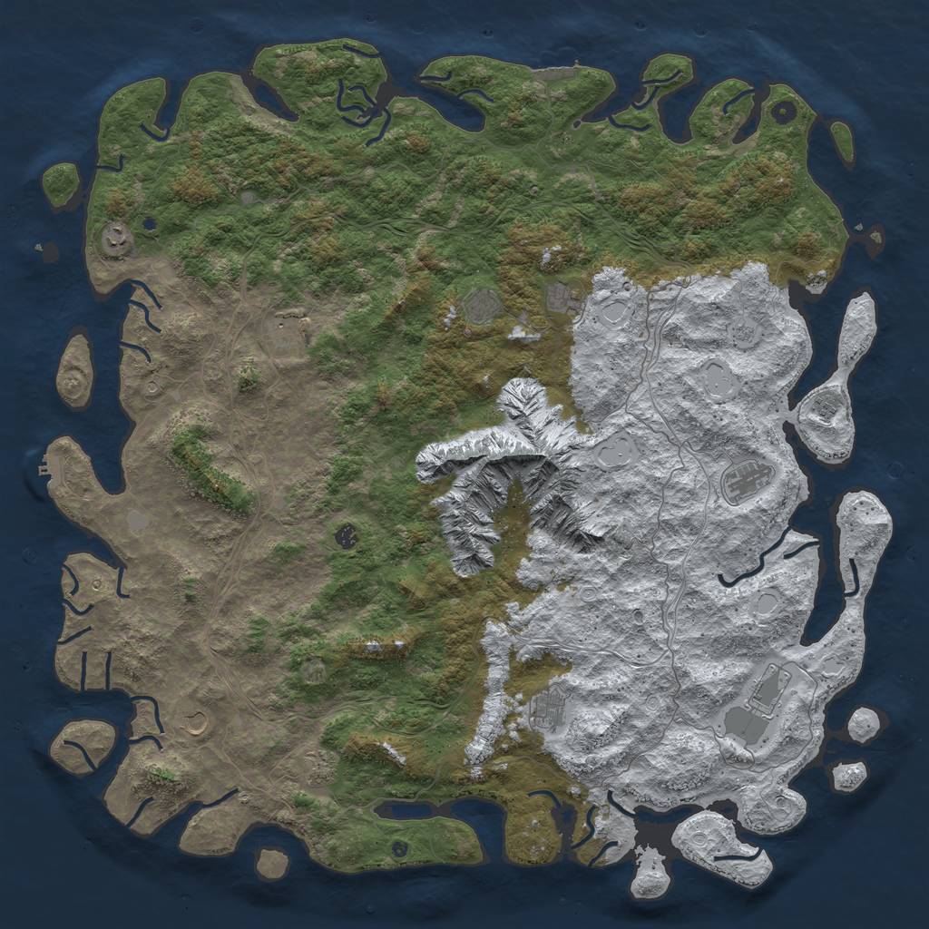 Rust Map: Procedural Map, Size: 6000, Seed: 2028261730, 20 Monuments