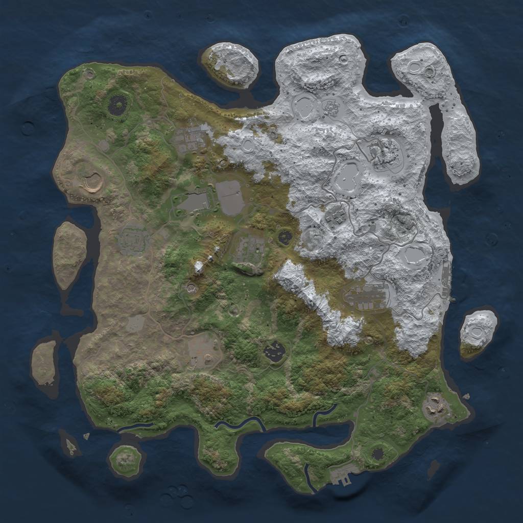 Rust Map: Procedural Map, Size: 3900, Seed: 645158, 20 Monuments