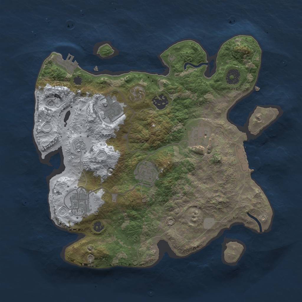 Rust Map: Procedural Map, Size: 3000, Seed: 1296185904, 14 Monuments