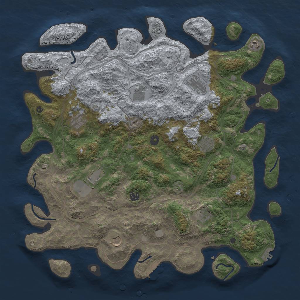Rust Map: Procedural Map, Size: 4500, Seed: 724309897, 19 Monuments