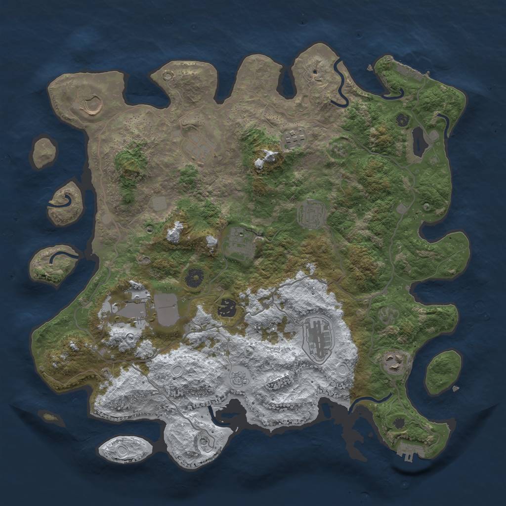 Rust Map: Procedural Map, Size: 4000, Seed: 834234, 18 Monuments