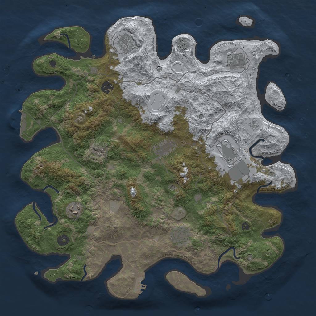 Rust Map: Procedural Map, Size: 4000, Seed: 404055, 17 Monuments