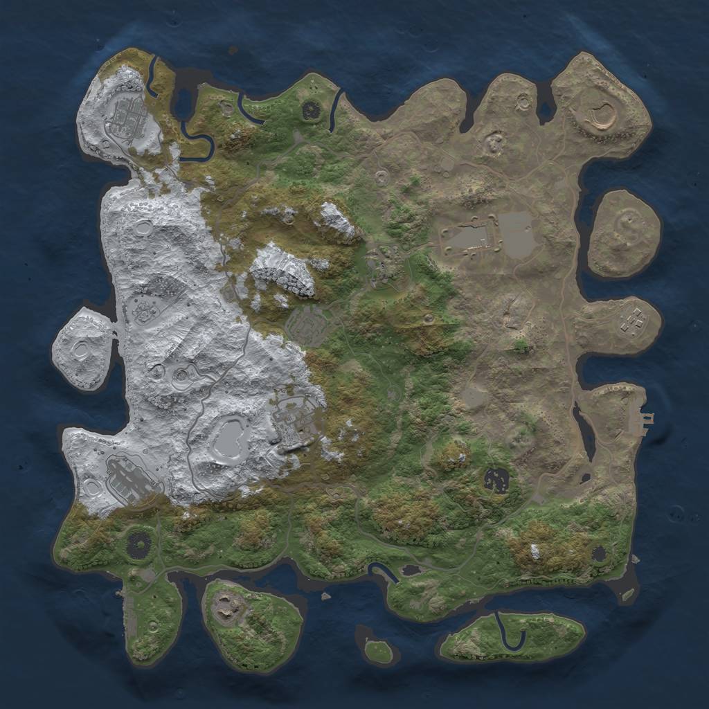 Rust Map: Procedural Map, Size: 4000, Seed: 203657, 19 Monuments