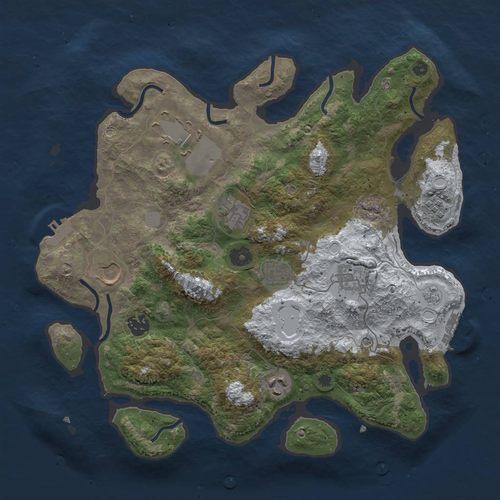 Rust Map: Procedural Map, Size: 3500, Seed: 3567375, 17 Monuments