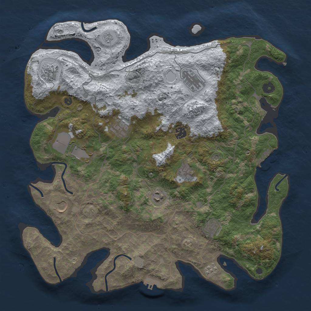 Rust Map: Procedural Map, Size: 4000, Seed: 1285199135, 19 Monuments