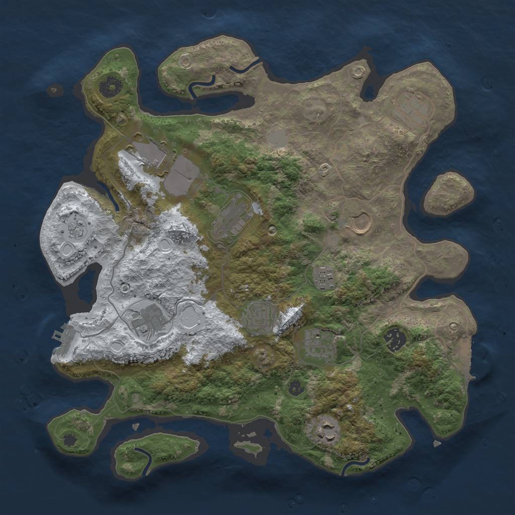 Rust Map: Procedural Map, Size: 3500, Seed: 103830156, 18 Monuments