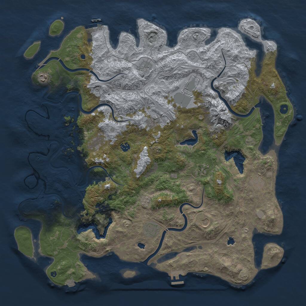 Rust Map: Procedural Map, Size: 5000, Seed: 71524125, 17 Monuments