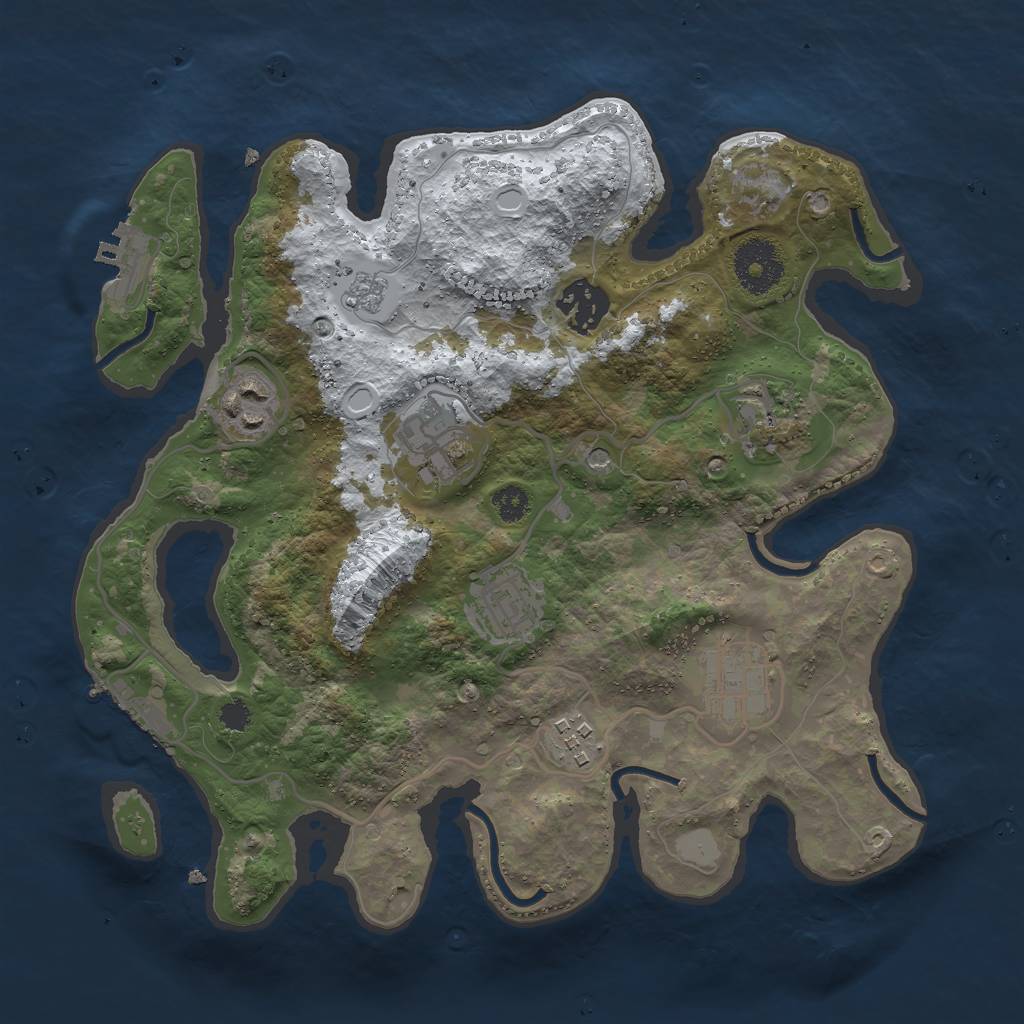 Rust Map: Procedural Map, Size: 3000, Seed: 500000, 16 Monuments