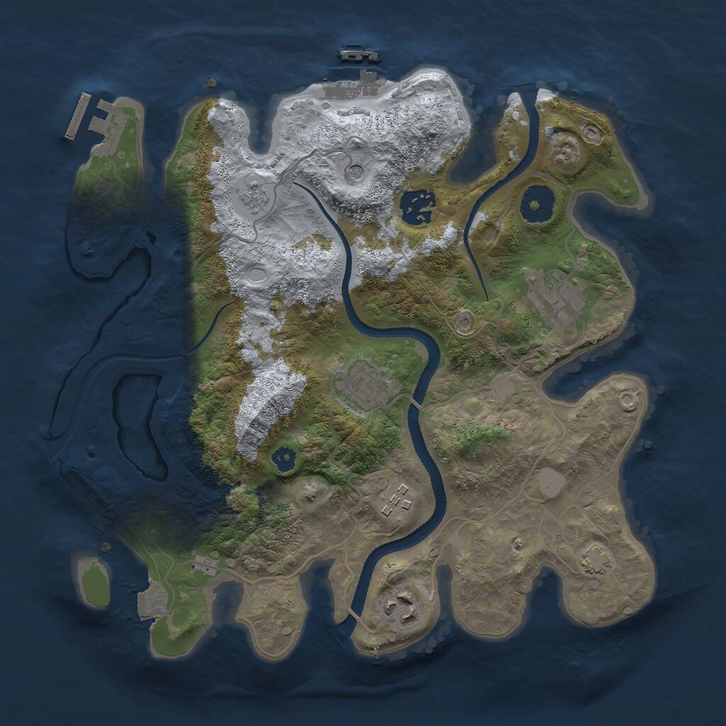 Rust Map: Procedural Map, Size: 3000, Seed: 500000, 11 Monuments
