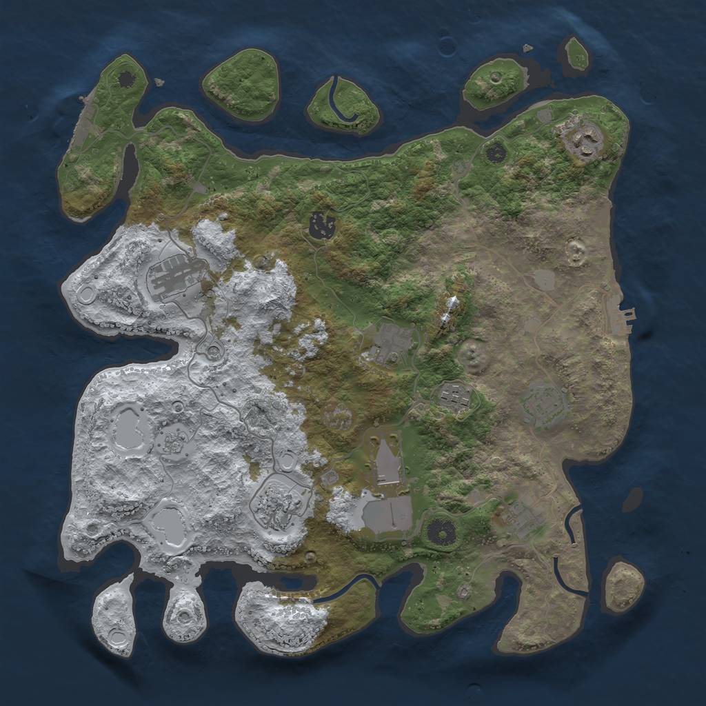 Rust Map: Procedural Map, Size: 3750, Seed: 27002265, 18 Monuments