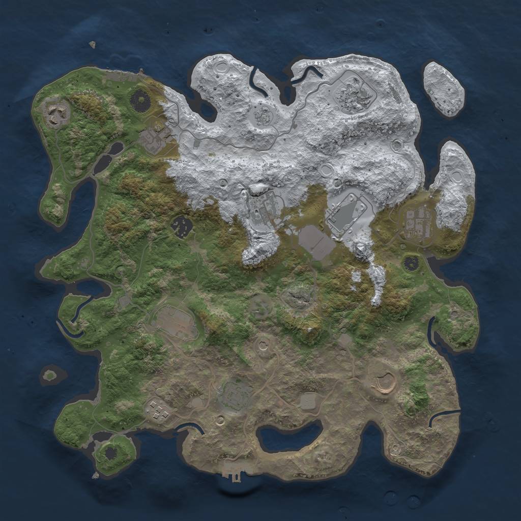 Rust Map: Procedural Map, Size: 3700, Seed: 47664812, 20 Monuments