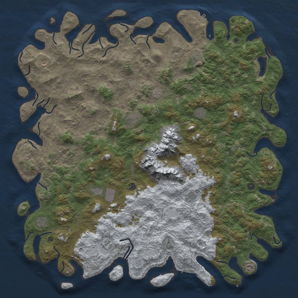 Rust Map: Procedural Map, Size: 6000, Seed: 694201234, 20 Monuments