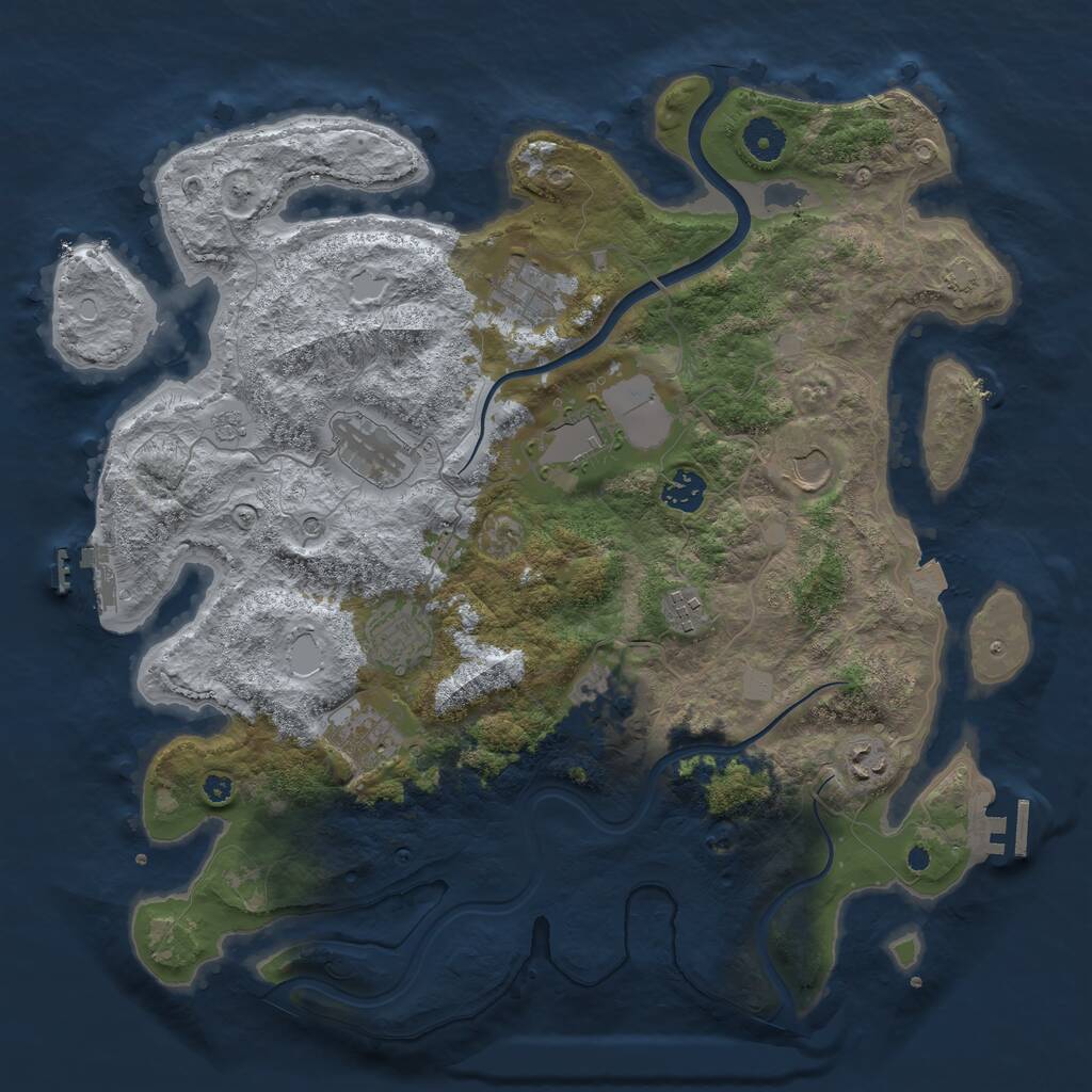 Rust Map: Procedural Map, Size: 3900, Seed: 27439267, 16 Monuments