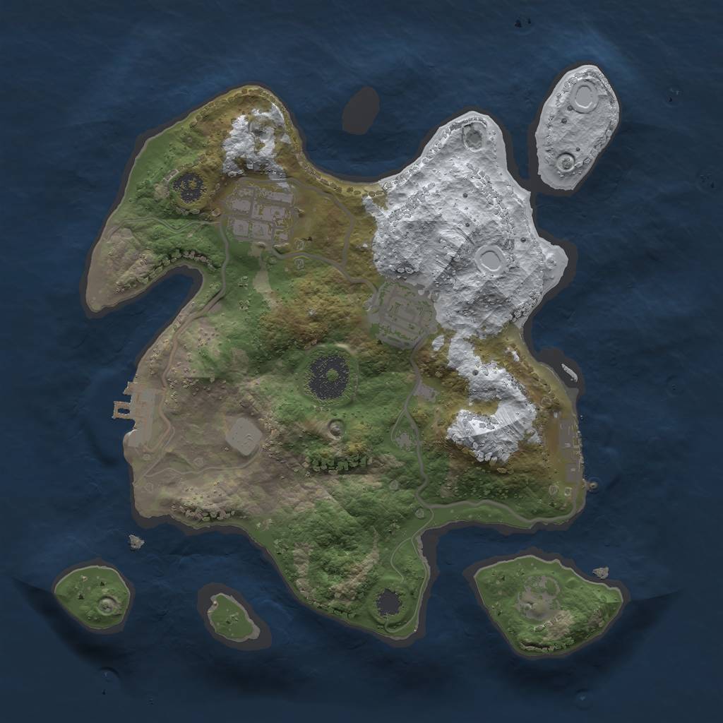 Rust Map: Procedural Map, Size: 2500, Seed: 746234, 9 Monuments