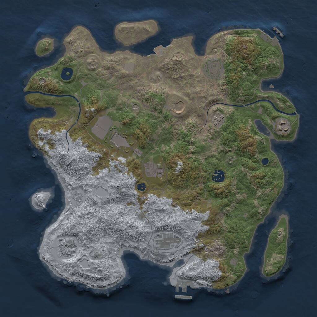 Rust Map: Procedural Map, Size: 3750, Seed: 747708457, 15 Monuments
