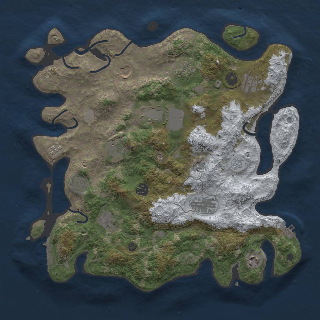 Rust Map: Procedural Map, Size: 3800, Seed: 404989234, 20 Monuments