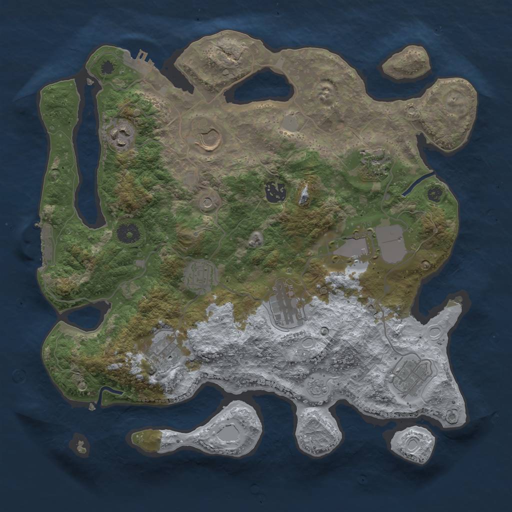Rust Map: Procedural Map, Size: 3500, Seed: 265564246, 18 Monuments