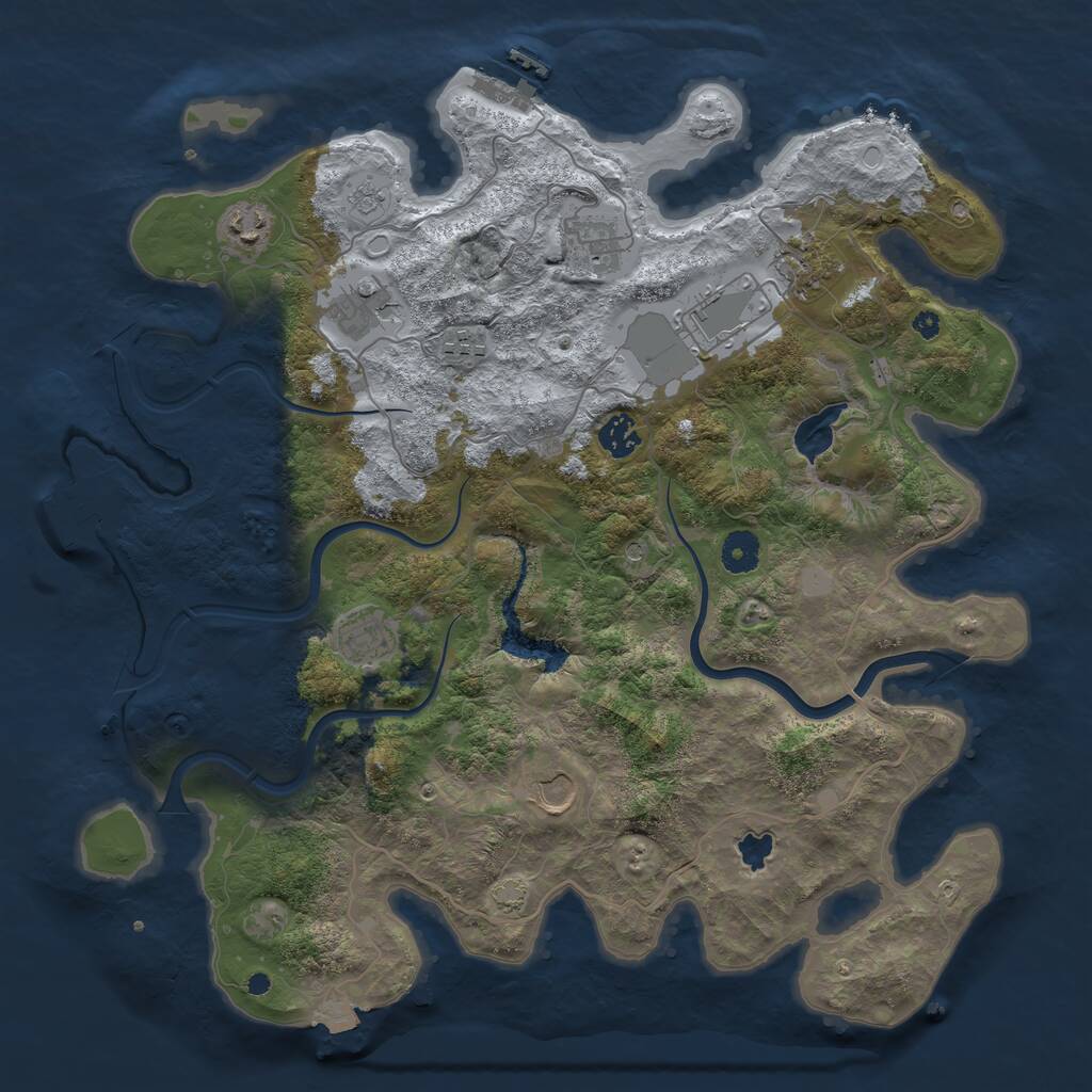 Rust Map: Procedural Map, Size: 4000, Seed: 695673158, 15 Monuments