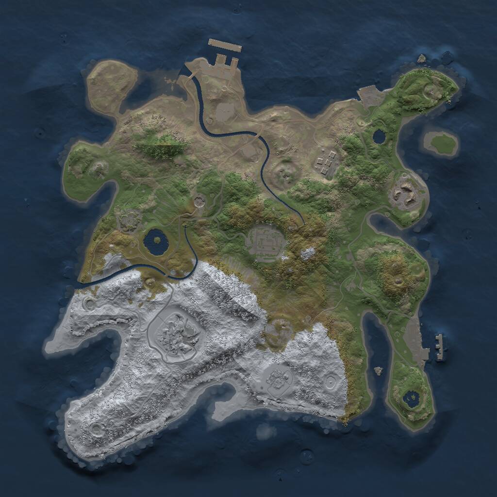 Rust Map: Procedural Map, Size: 3000, Seed: 46456, 10 Monuments