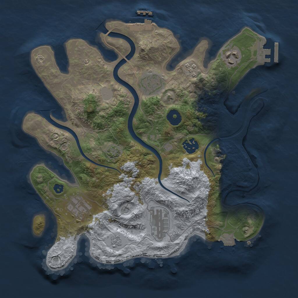 Rust Map: Procedural Map, Size: 3000, Seed: 1196616283, 12 Monuments