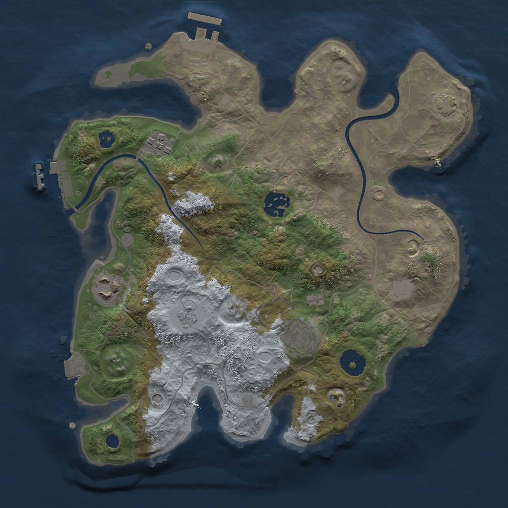 Rust Map: Procedural Map, Size: 3000, Seed: 42351, 10 Monuments