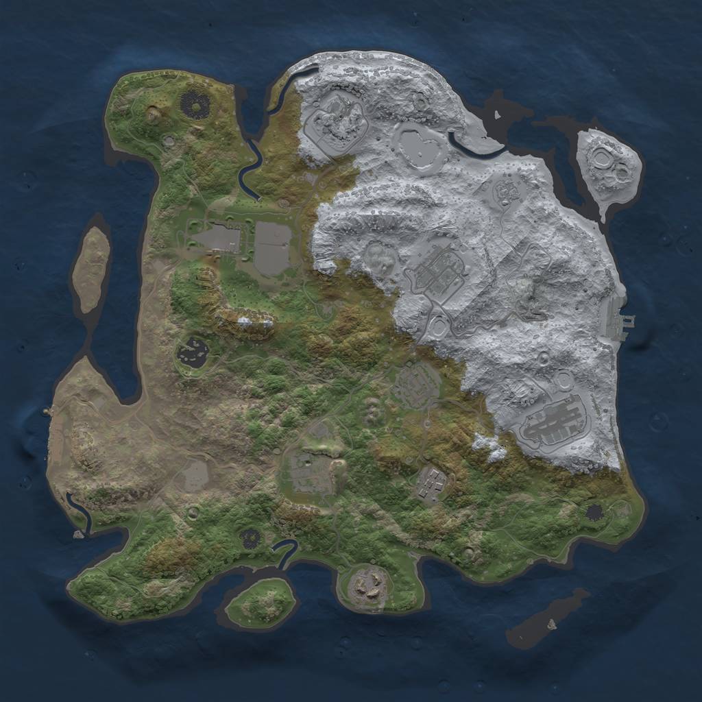Rust Map: Procedural Map, Size: 3500, Seed: 1425, 17 Monuments