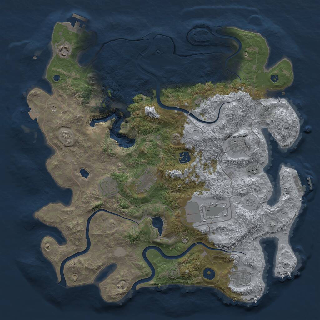 Rust Map: Procedural Map, Size: 4000, Seed: 7528, 14 Monuments