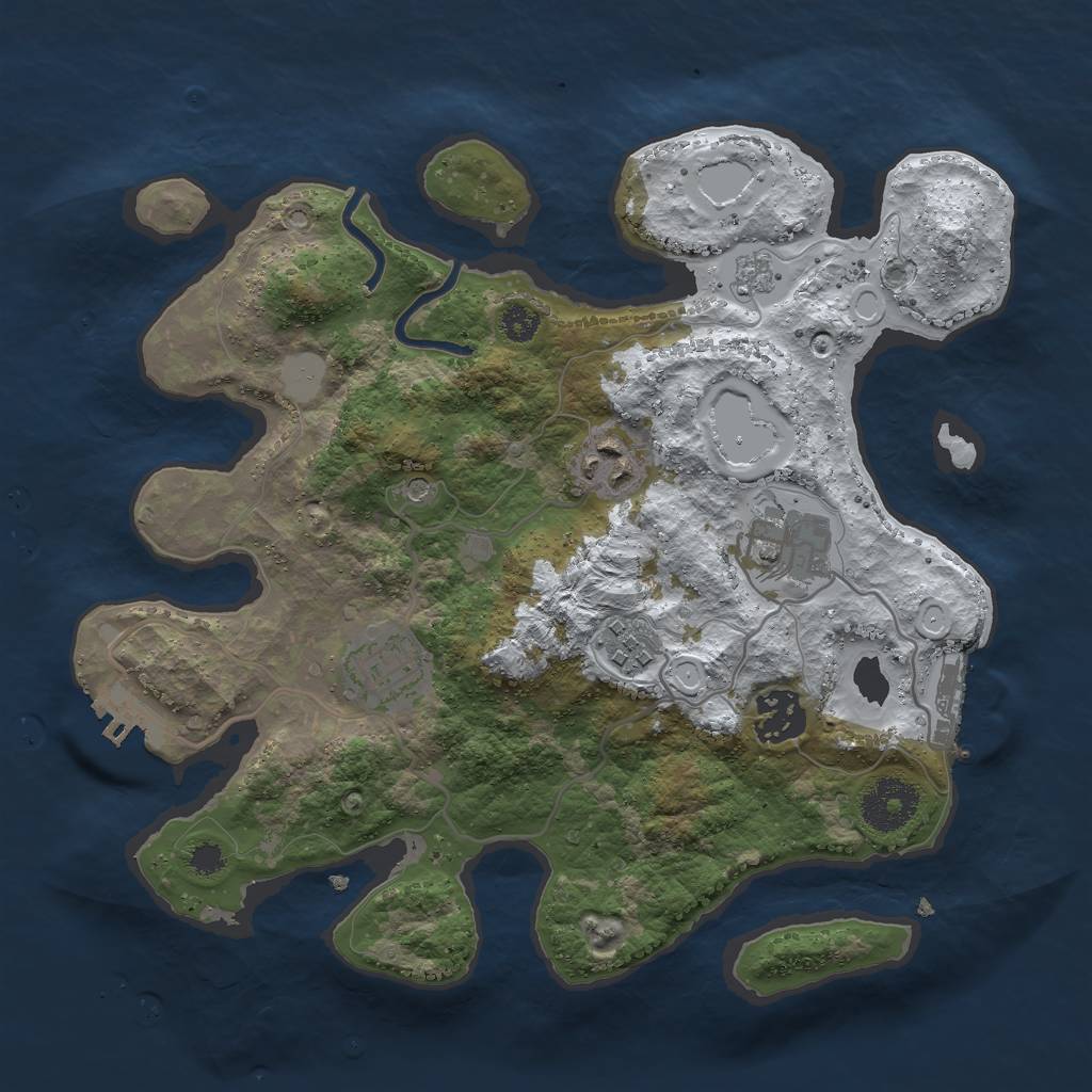Rust Map: Procedural Map, Size: 3000, Seed: 105276807, 14 Monuments