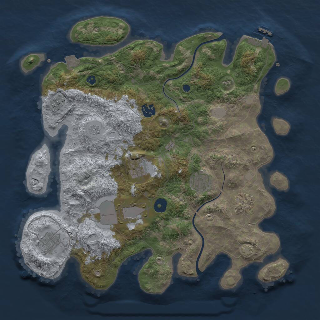 Rust Map: Procedural Map, Size: 3500, Seed: 37923343, 11 Monuments