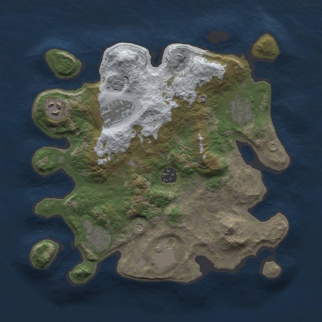 Rust Map: Barren, Size: 3000, Seed: 720531029, 10 Monuments