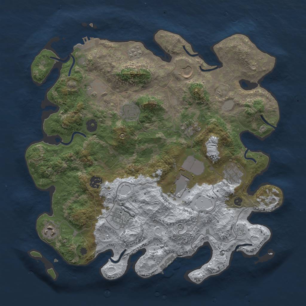 Rust Map: Procedural Map, Size: 3750, Seed: 1736010219, 19 Monuments