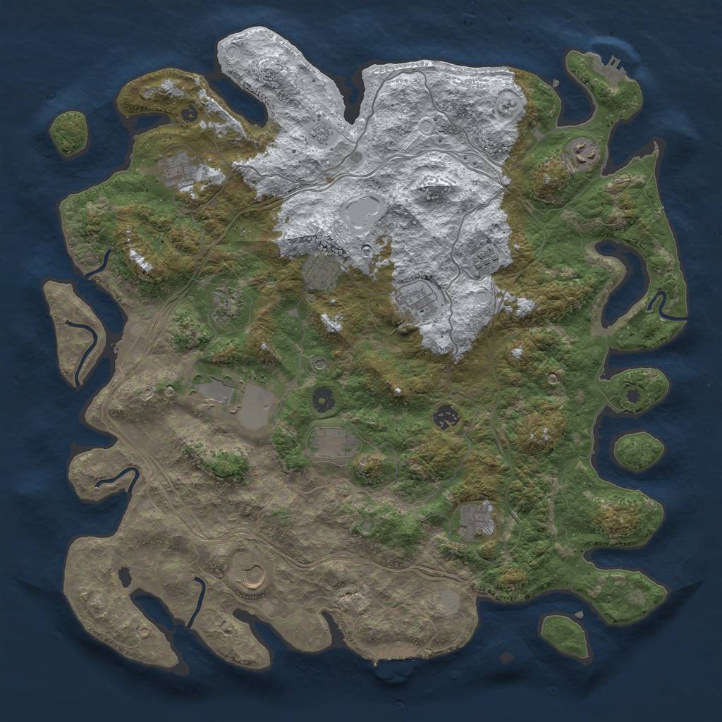 Rust Map: Procedural Map, Size: 4500, Seed: 329270750, 20 Monuments