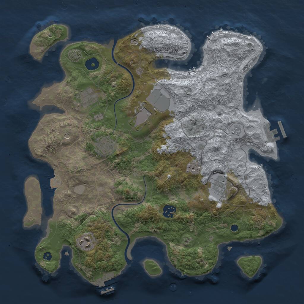 Rust Map: Procedural Map, Size: 3500, Seed: 1797121239, 13 Monuments