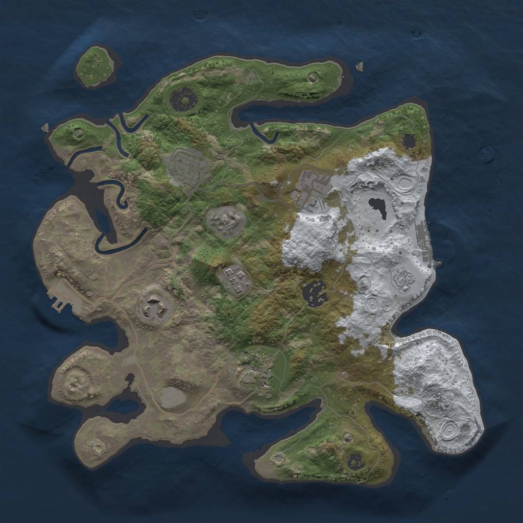 Rust Map: Procedural Map, Size: 3000, Seed: 32714, 14 Monuments