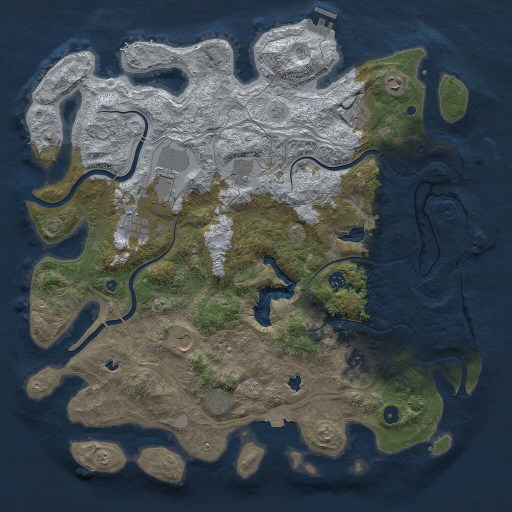 Rust Map: Procedural Map, Size: 4500, Seed: 607202213, 16 Monuments