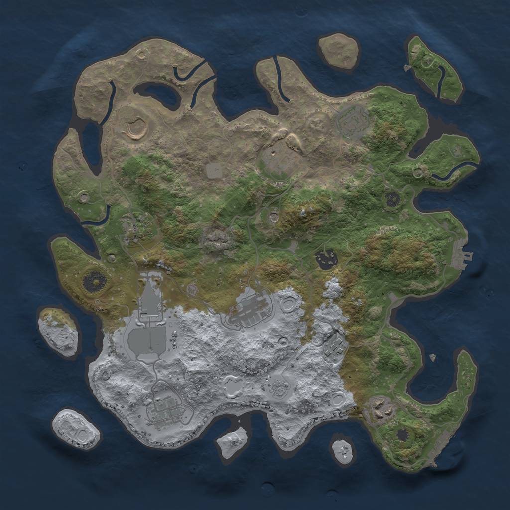 Rust Map: Procedural Map, Size: 3500, Seed: 1762543082, 19 Monuments