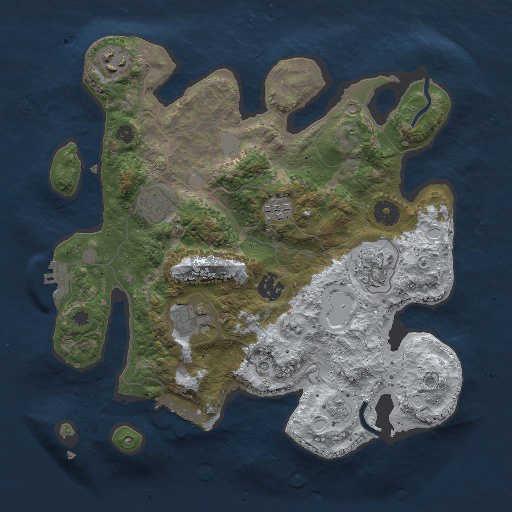 Rust Map: Procedural Map, Size: 3000, Seed: 245058265, 15 Monuments