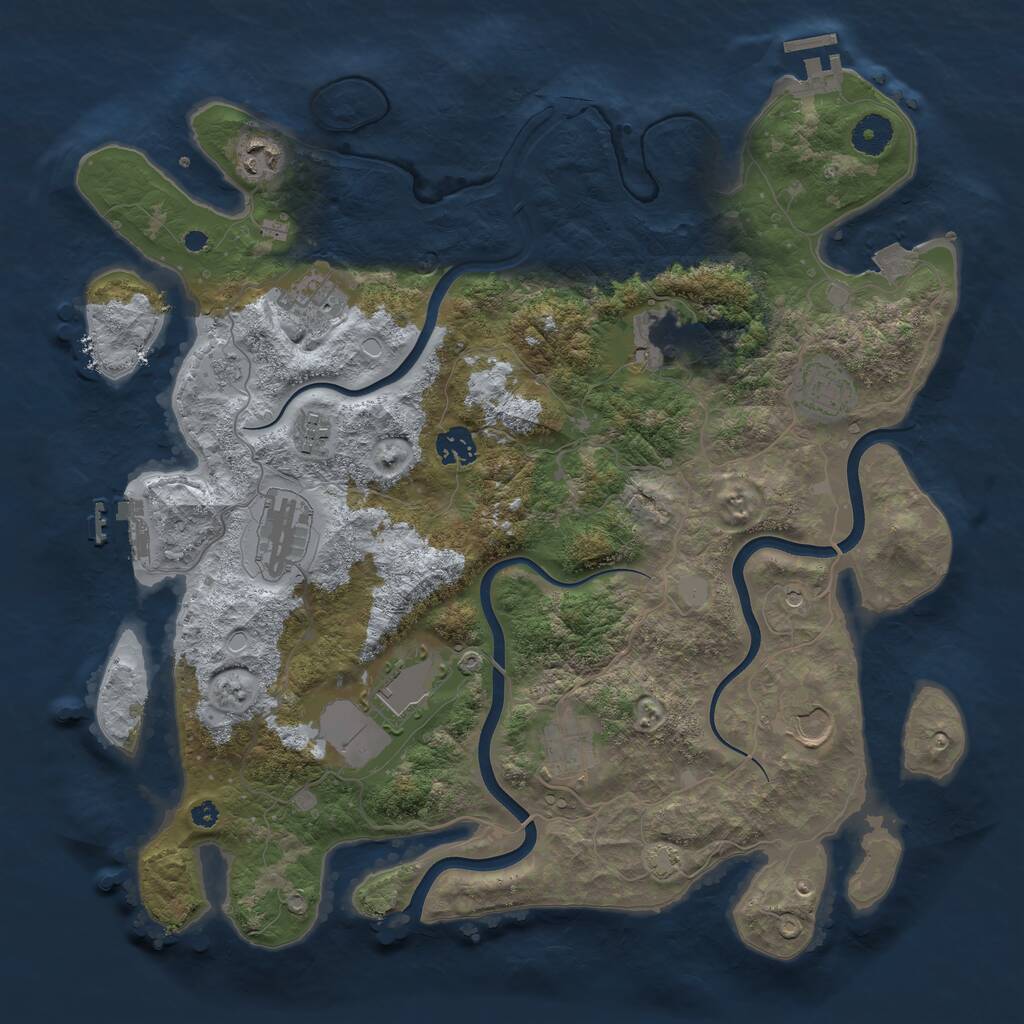 Rust Map: Procedural Map, Size: 3850, Seed: 299857289, 16 Monuments