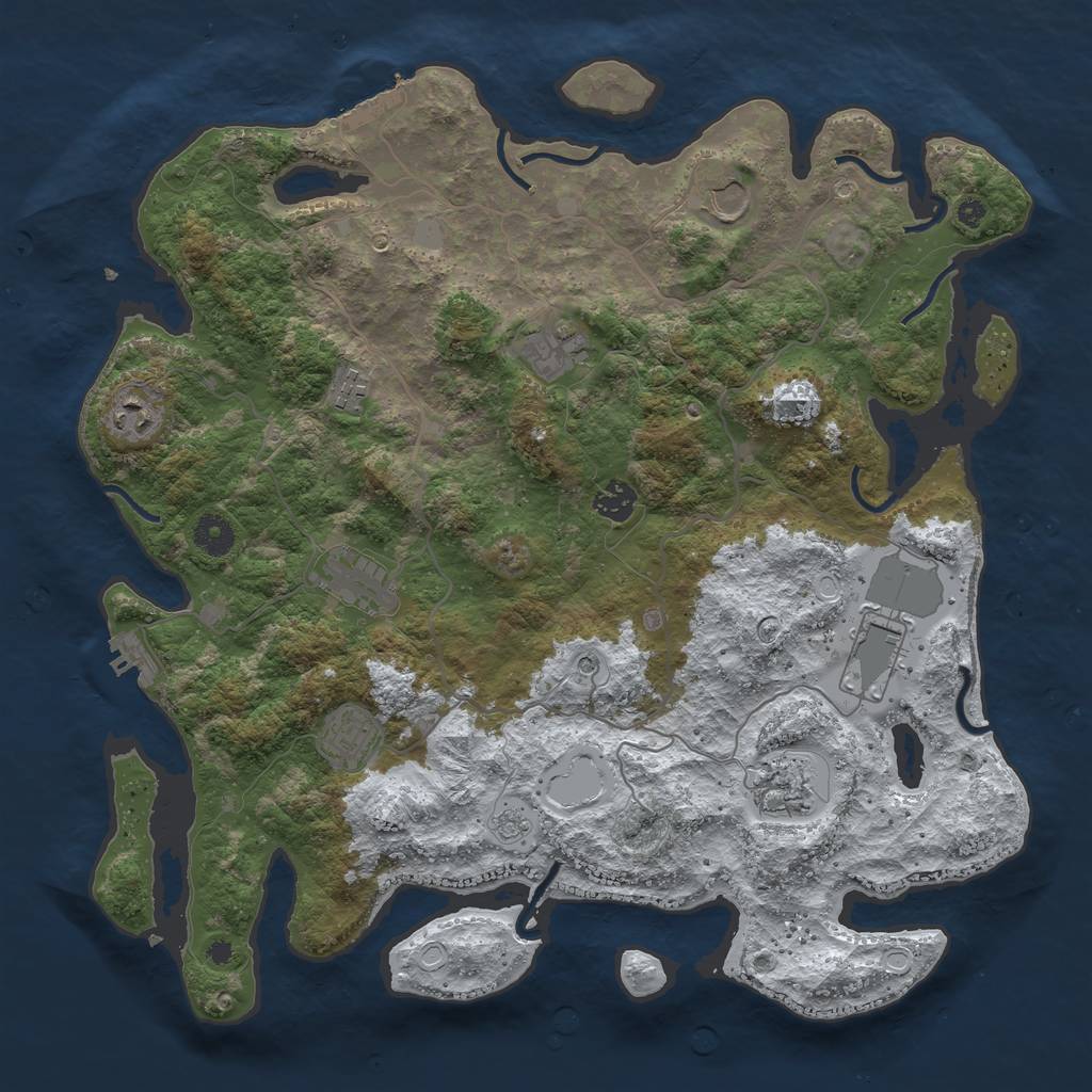Rust Map: Procedural Map, Size: 4000, Seed: 1697711019, 18 Monuments