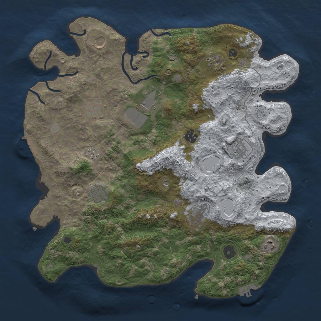 Rust Map: Procedural Map, Size: 3850, Seed: 450429614, 19 Monuments