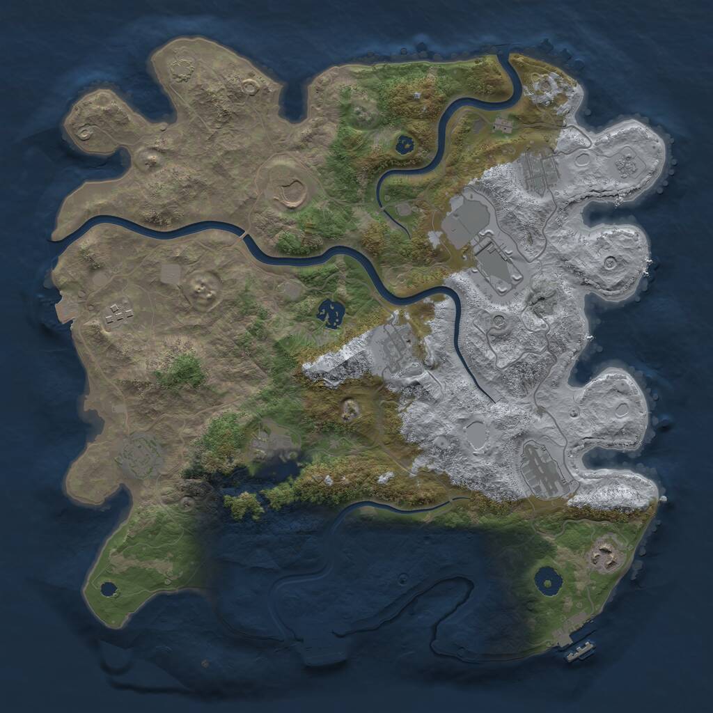 Rust Map: Procedural Map, Size: 3850, Seed: 450429614, 16 Monuments