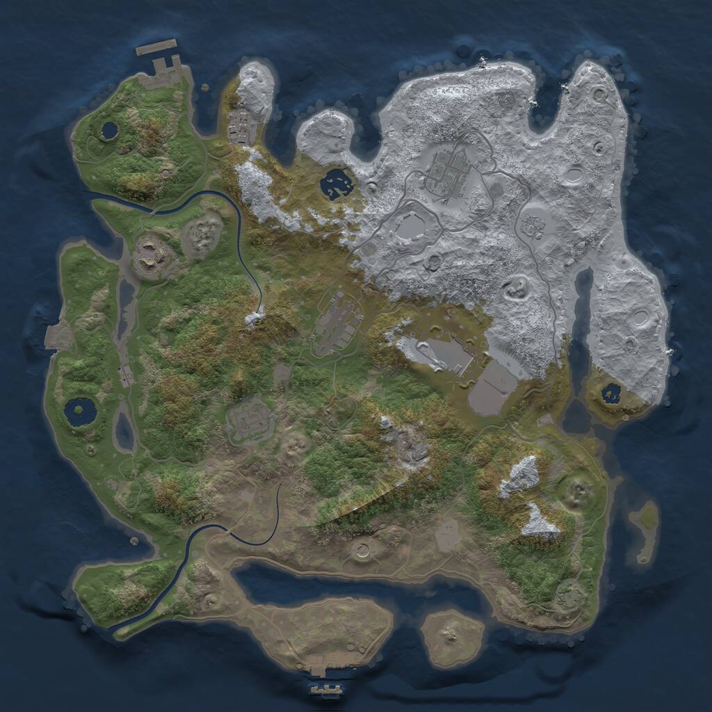 Rust Map: Procedural Map, Size: 3500, Seed: 1320693430, 13 Monuments