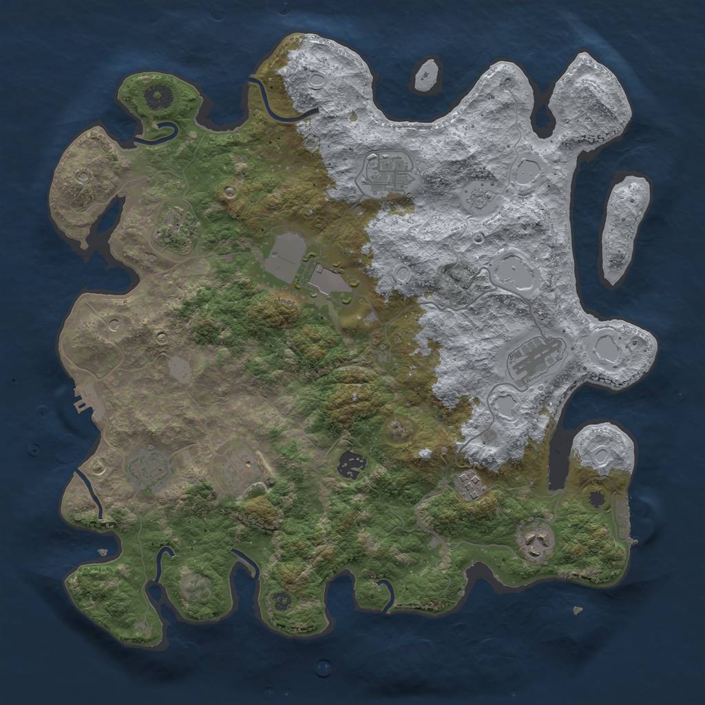 Rust Map: Procedural Map, Size: 3850, Seed: 2099248082, 18 Monuments
