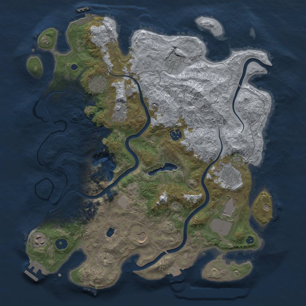 Rust Map: Procedural Map, Size: 4000, Seed: 1690363469, 15 Monuments