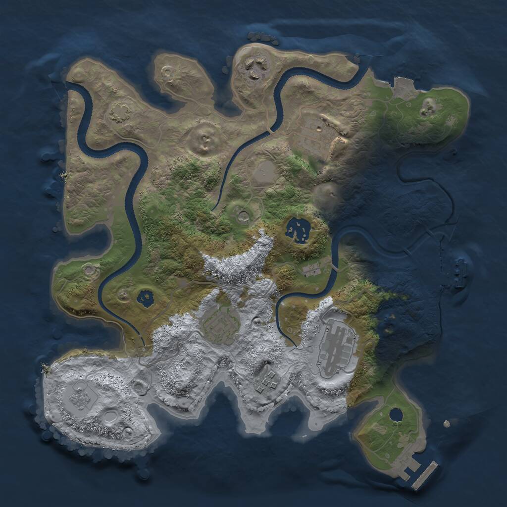 Rust Map: Procedural Map, Size: 3000, Seed: 17325, 12 Monuments