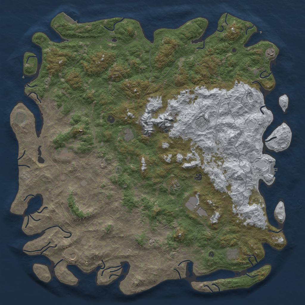 Rust Map: Procedural Map, Size: 6000, Seed: 65623, 20 Monuments