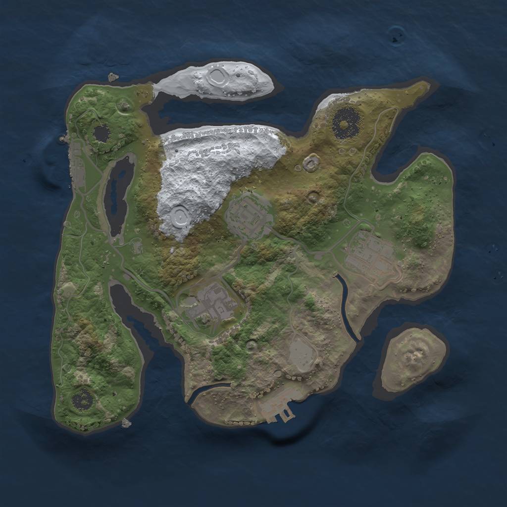 Rust Map: Procedural Map, Size: 2500, Seed: 45743, 10 Monuments