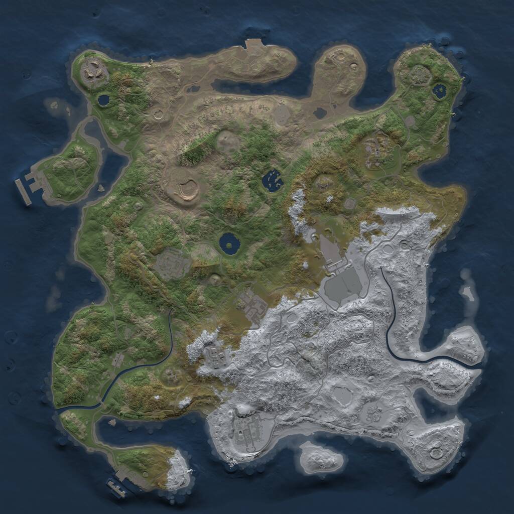 Rust Map: Procedural Map, Size: 3700, Seed: 1995801780, 15 Monuments