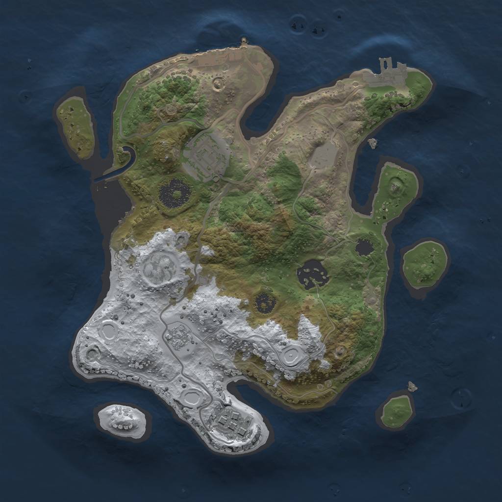 Rust Map: Procedural Map, Size: 2500, Seed: 35632, 11 Monuments