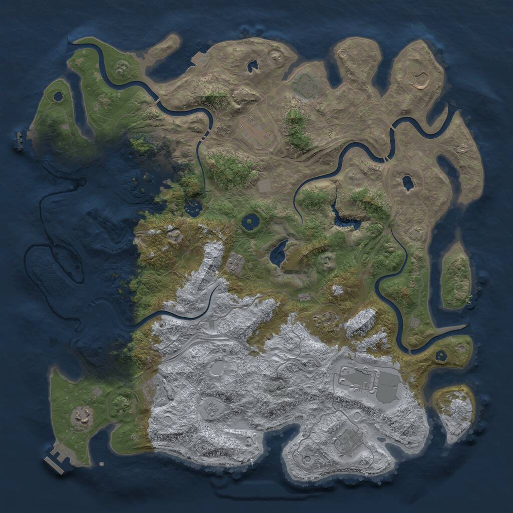 Rust Map: Procedural Map, Size: 4500, Seed: 28426987, 17 Monuments